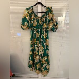 Gibson Latimer off the shoulder midi dress with tie belt